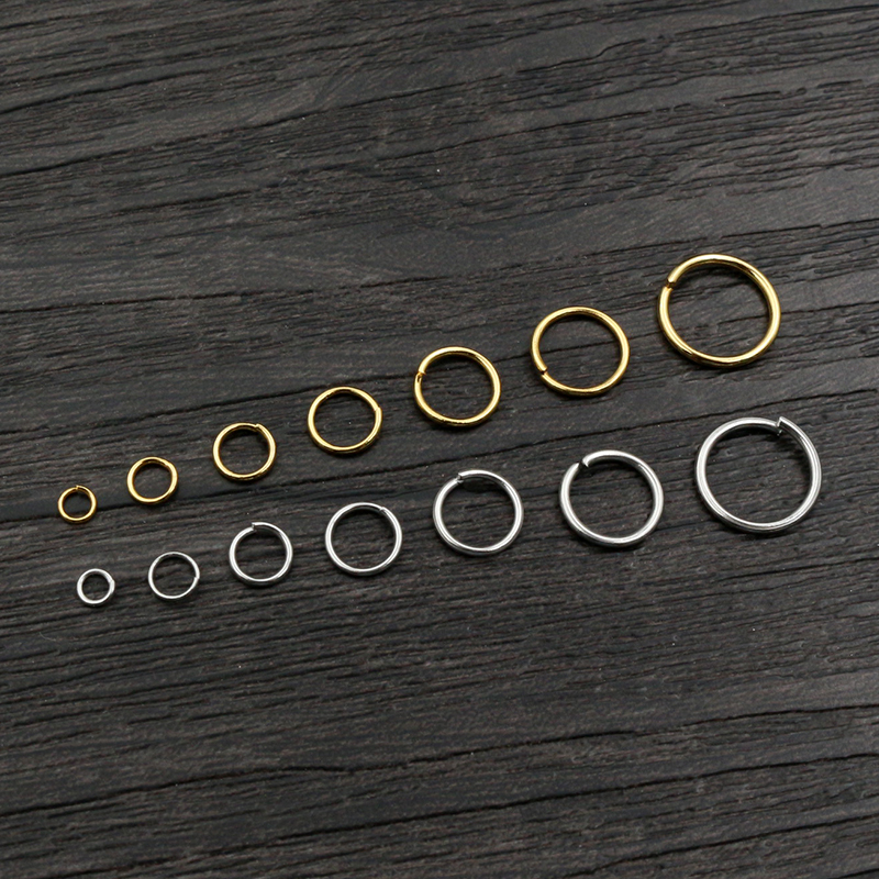 200 piezas 3/4/5/6/7/8/10mm anillos de salto de Color dorado de acero inoxidable DIY accesorios de joyería abiertos bucles individuales para la fabricación de joyas