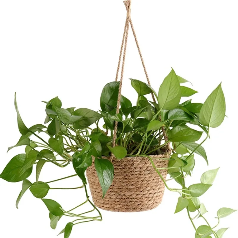 Garten Hängen Pflanzer Makramee Pflanzen Lagerung Korb Jute Seil Gewebt Indoor Outdoor Blumentopf Halter Pflanzen Kleiderbügel Wohnkultur