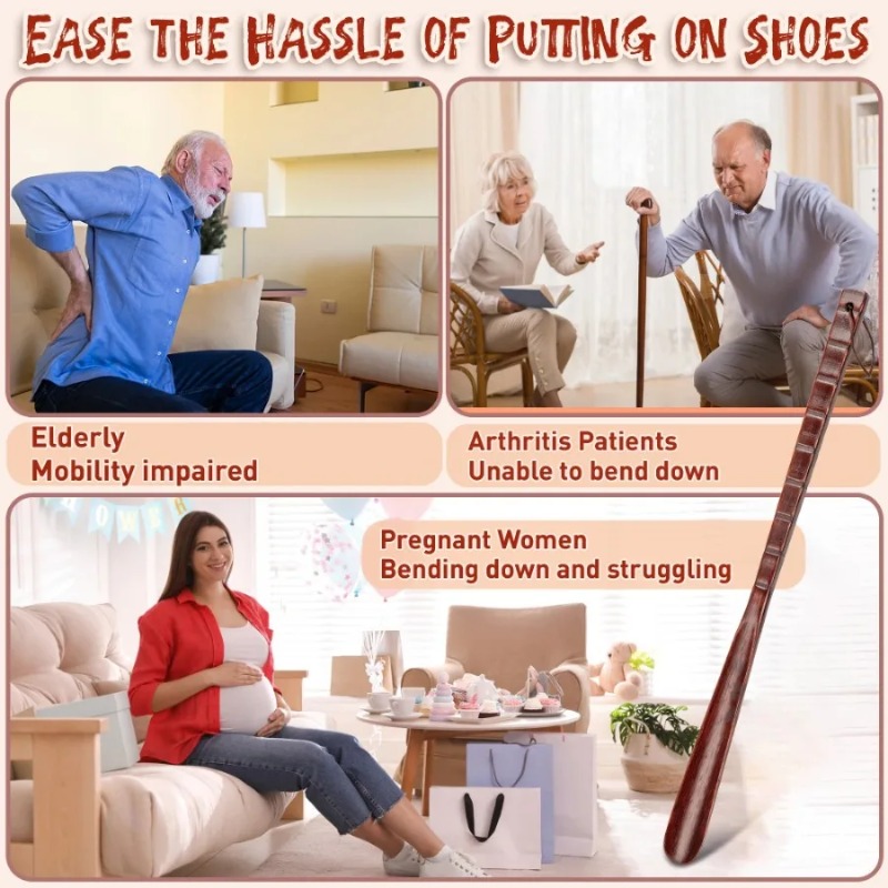 54 cm langlebiger professioneller Schuhlöffel aus Holz, flexibler Schuhlöffel mit langem Griff, nützlicher Schuhheber für Senioren, Schuhlöffel, Heimwerkzeuge