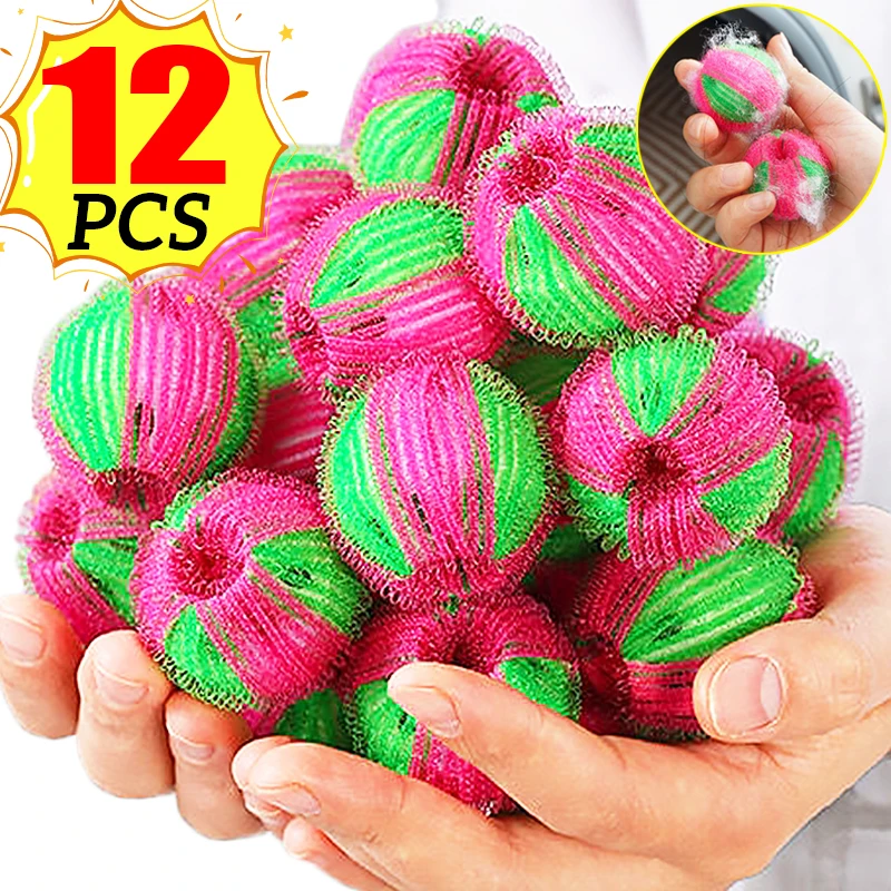 Filtro de pelo para lavadora, eliminador de pelo de pelusa flotante, bola de lavandería reutilizable, bolas de limpieza de colección sucia, 12/6 Uds.