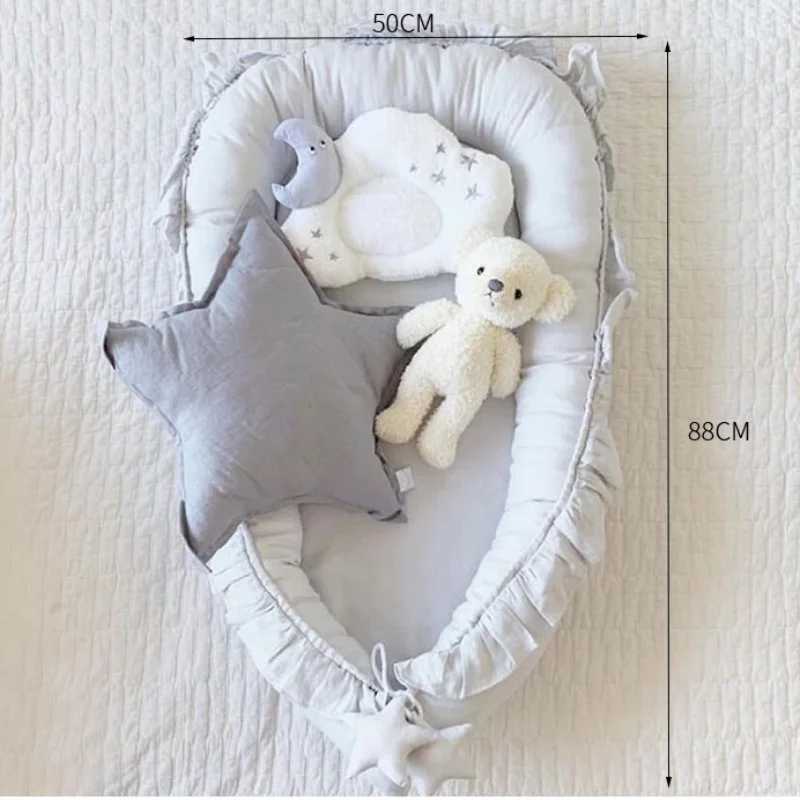 88*50*15 ซม.ผ้าฝ้ายเปลที่ถอดออกได้ Sleeping Nest สําหรับเตียงเด็กเปลหมอนทารกเด็กวัยหัดเดิน Cradle ที่นอนทารกแรกเกิดของขวัญ