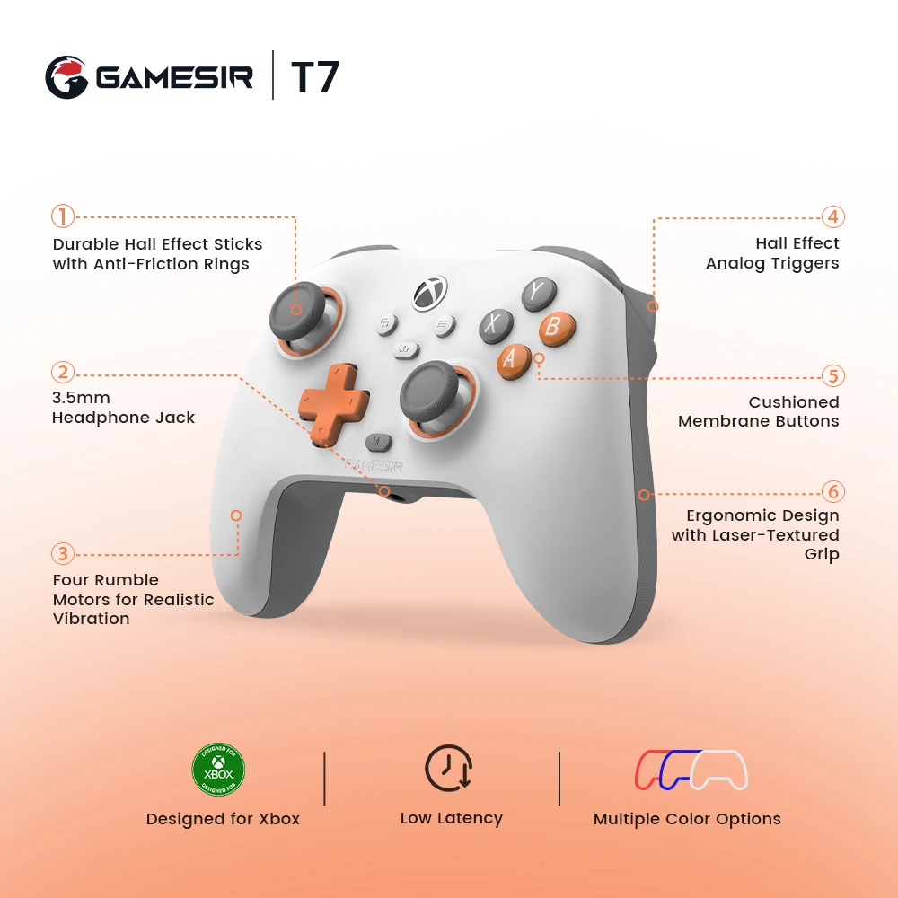 Игровой контроллер GameSir T7 Xbox Проводной геймпад для Xbox Series X, Xbox Series S, Xbox One, с джойстиком с эффектом Холла