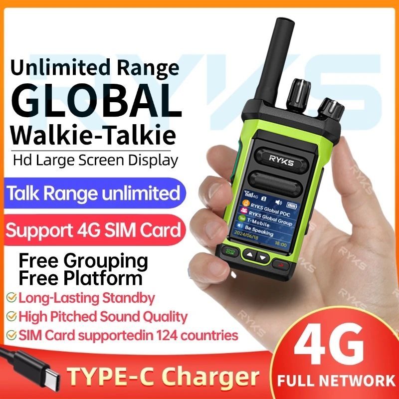 rugged 4g two-way radio ptt walkie-talkie sim card poc radio poc walkie talkie long range 5000km pair