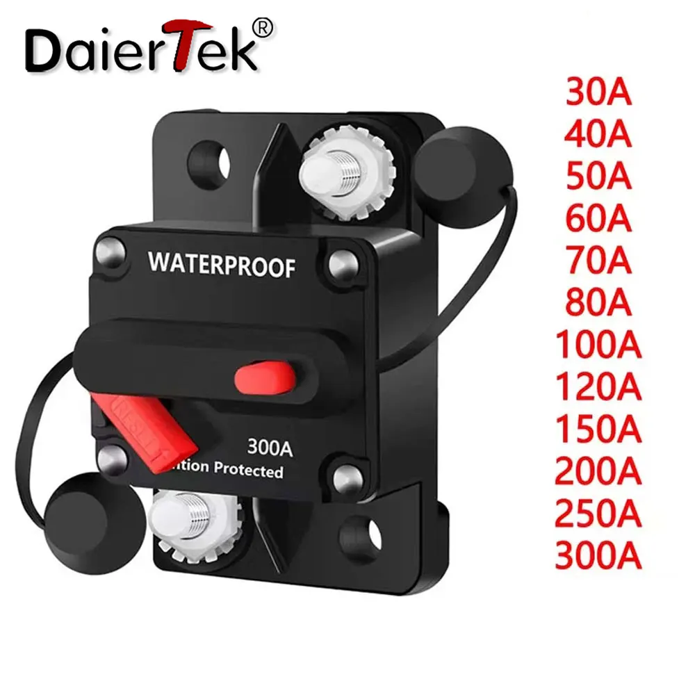 DaierTek 30A-300A Disjuntor 12V Trolling com Redefinição Manual Barco Proteção de Energia Manual para Fusível de Áudio Carro 48VDC À Prova D 'Água
