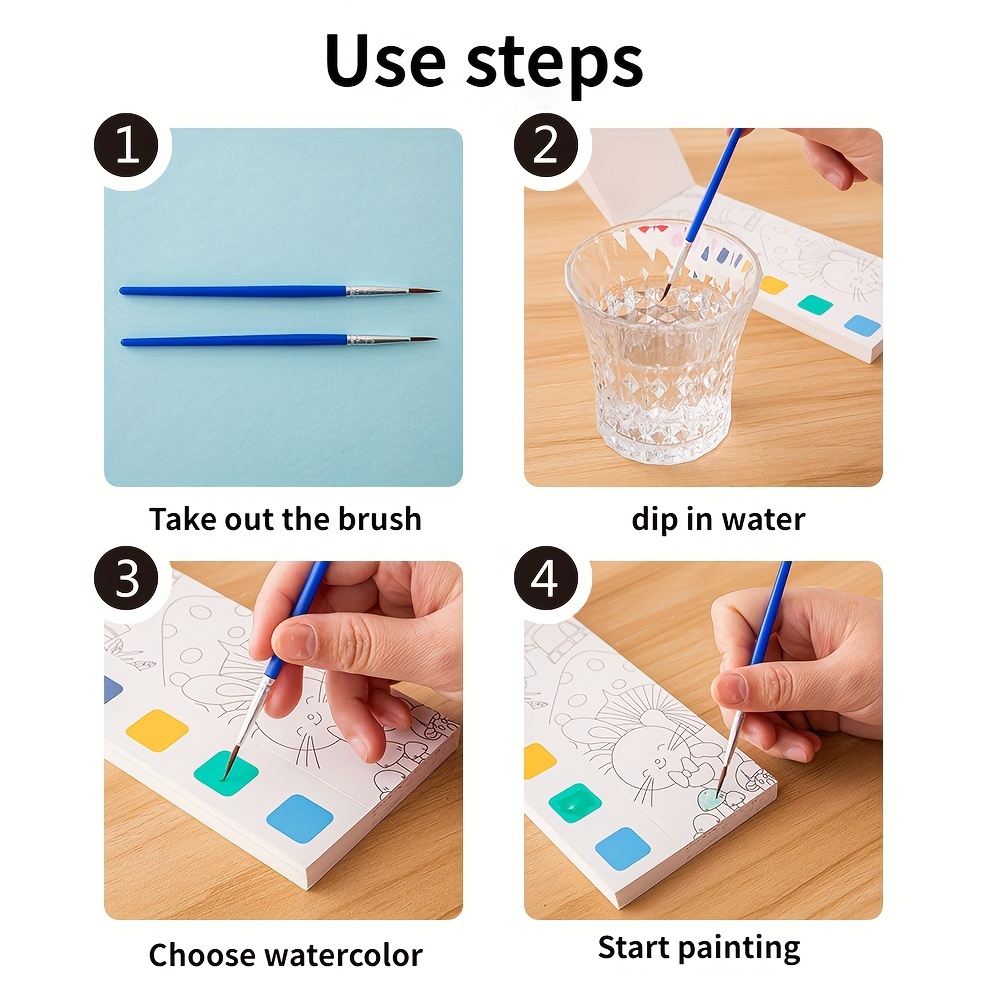 12 หน้าเด็กสมุดระบายสีสีน้ําการวาดภาพและระบายสีกระดาษนักเรียนระบายสีและสมุดวาดภาพพร้อมสีน้ําในตัว