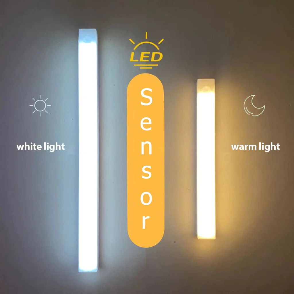 4pc barra de led lâmpada sem fio recarregável sensor de movimento luz do armário-ideal para armário, cozinha, guarda-roupa, escadas, corredor luz noturna