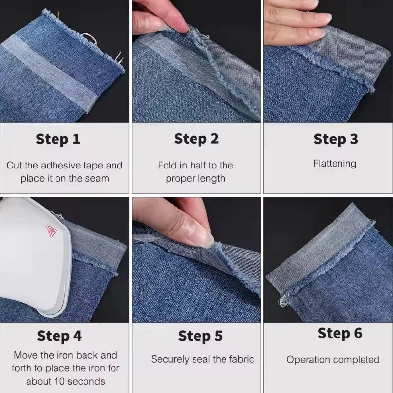 64 M/ม้วน Self กาวกางเกง Hem เทปไม่ทอ Double-Side Interlining กาว DIY Jean เสื้อผ้าความยาวสั้นเครื่องมือเย็บผ้า