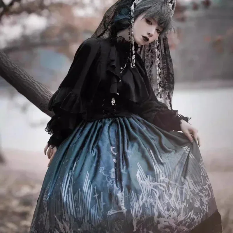 日本のかわいいかわいいロリータブラウス女性ヴィンテージランタンスリーブシャツ夏 Y2k 美的レースパッチワークトップ JK ルーズ Blusas