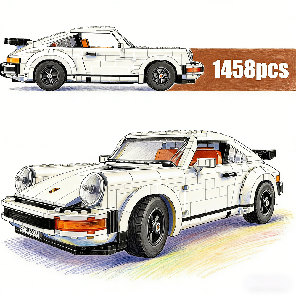 Classic sports car 1458pcs mechanical group retro car model building blocks children's educational assembly toys birthday gift