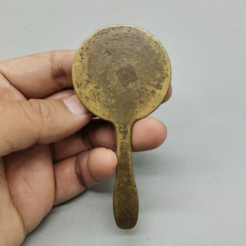 Qing Dynasty Antique Copperware Collection Brass Handheld Copper Mirror Mountain Ghost Bagua Copper Mirror