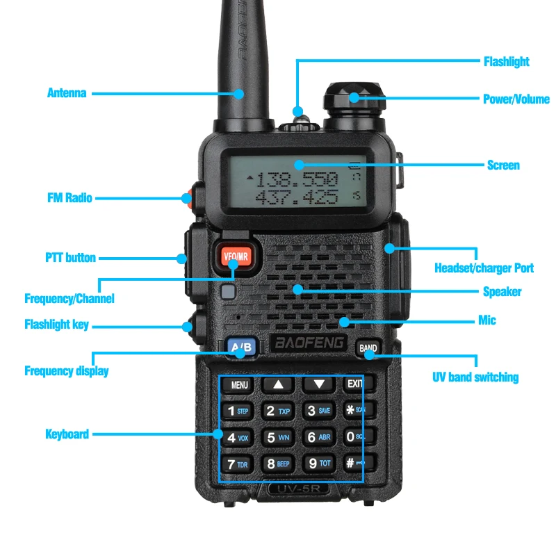 Original Baofeng 5W/8W UV5R Walkie Talkie Dual Band 136-174Mhz 400-520Mhz Portable BF UV-5R Two Way Radio Pofung HF Transceiver
