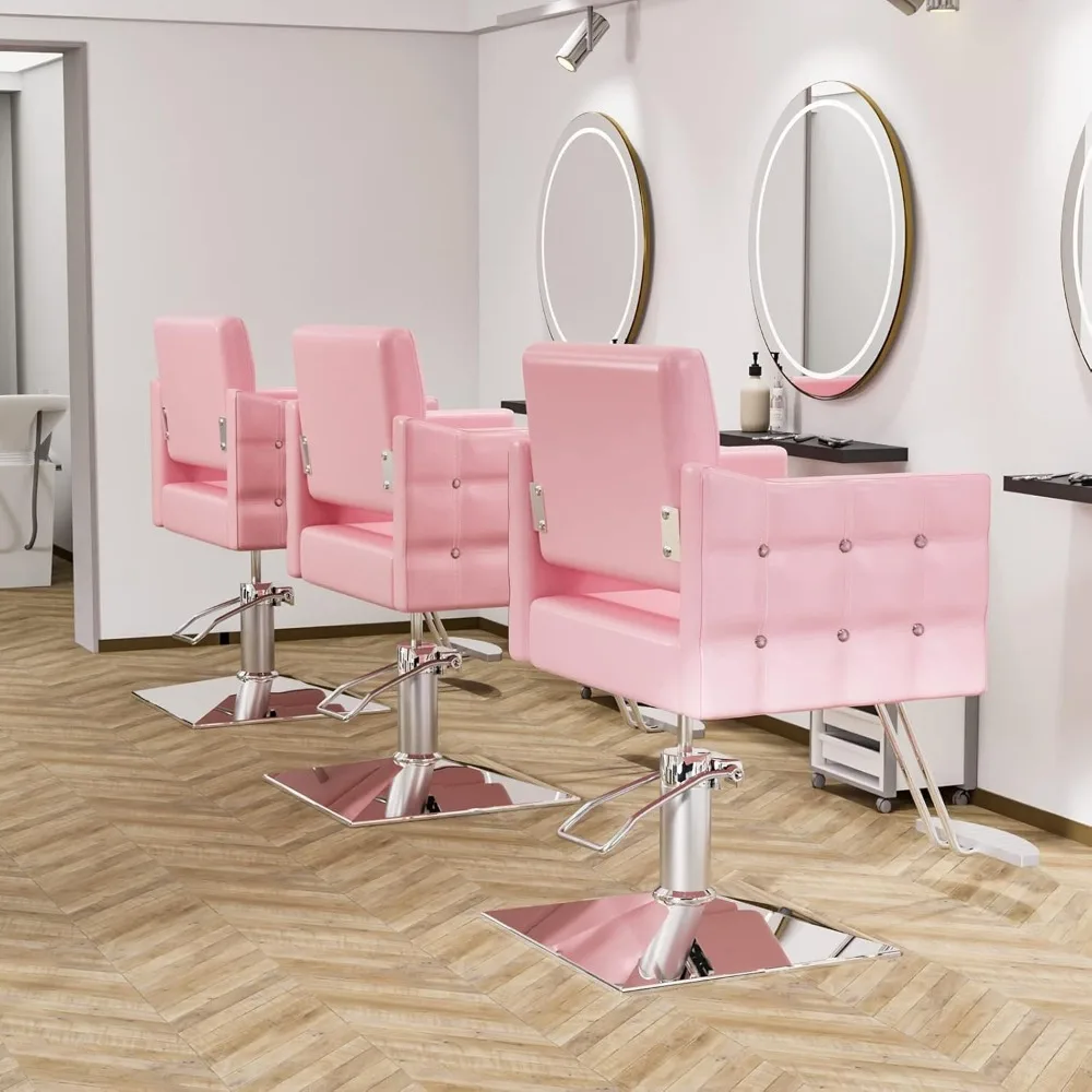 Barber Chairs for Home Barbershop Pink, Braiding Chair for Hair Stylist Heavy Duty, Styling Hairdressing Beauty Spa Equipment