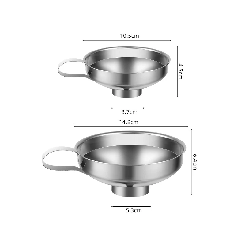 Rất Phổ Biến 2 Kích Thước Thép Không Gỉ Miệng Rộng Đồ Hộp Phễu Trộn Salad Lỏng Phễu Phễu Lọc Dụng Cụ Nhà Bếp Tiện Ích