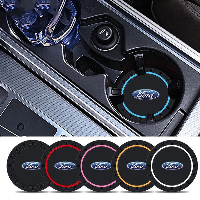 Posavasos con logotipo de coche, cojín para asiento de taza de agua, almohadilla antideslizante para Ford Focus Mondeo Kuga Fiesta MK7 Escort Explorer Edge 2 4 MK2 MK4