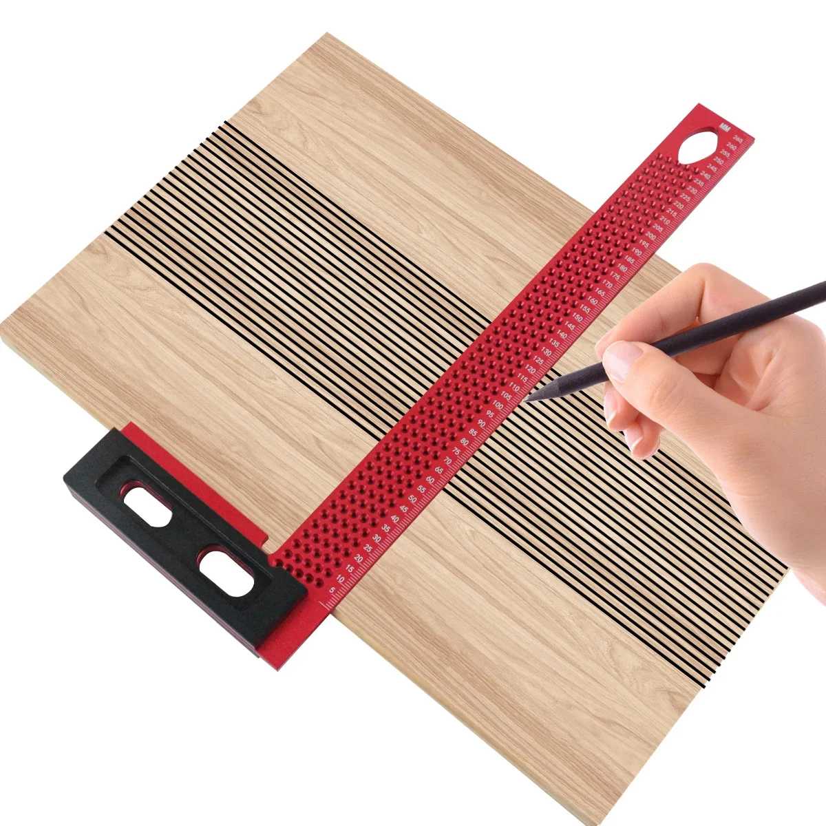 200mm/300mm Precision Scriber,Aluminum Framing Mitre Square,Measuring and Marking L-Type Hole Ruler Right Angle Protractor