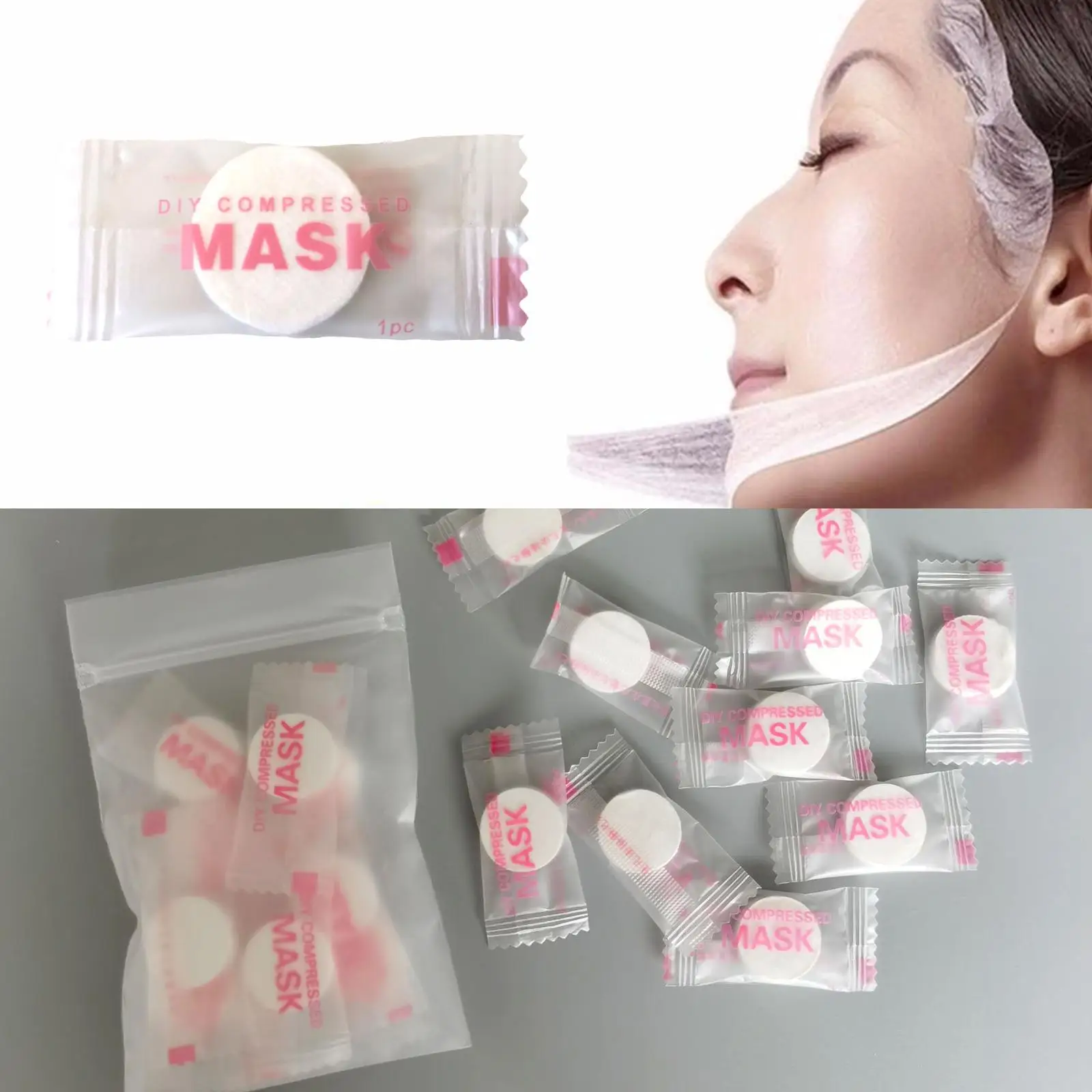 Mascarilla Facial comprimida desechable, mascarilla Facial no tejida portátil para viaje, cuidado de la piel, mascarillas envueltas en algodón, 100/50 Uds.