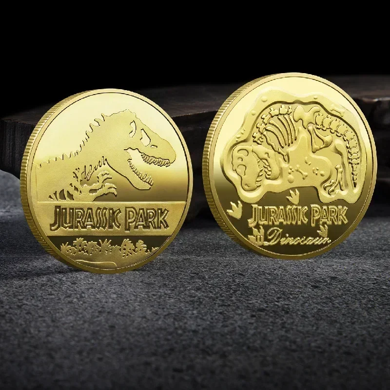 Moneda de recuerdo, réplica de monedas conmemorativas, insignias de medallón, monedas de dinosaurios del Parque Jurásico