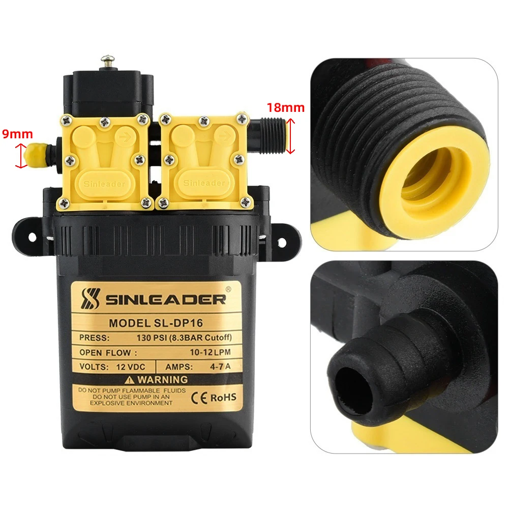 12V 7A 10L/min แรงดันสูงการเกษตรไฟฟ้าปั๊มน้ํา Sprayer ปั๊ม Dual-Core Power การเกษตรไฟฟ้า