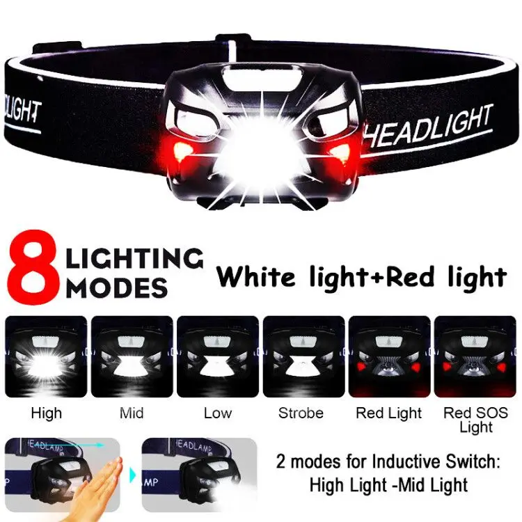 Linterna frontal LED ZK20, Mini faro con Sensor recargable por USB, luz de Camping para motocicleta, linterna portátil EDC