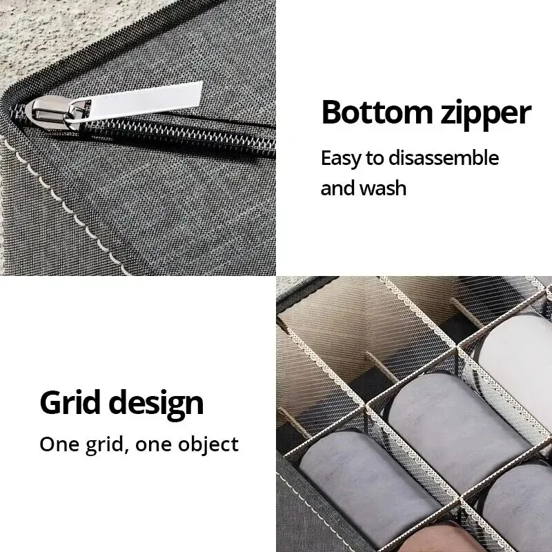 6-20 cell Underwear Storage Box Dark Grey Socks Bra organizer Drawer Division Multifunctional Household Wardrobe Classification