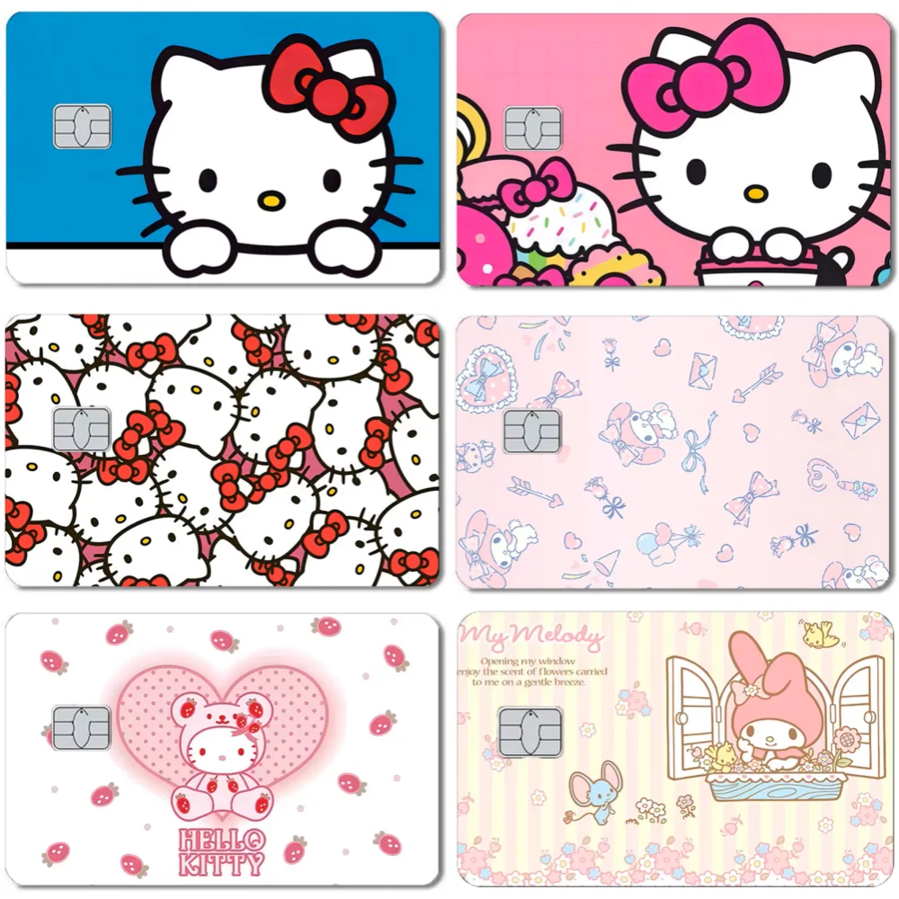 Saniro Hello Kitty Melody Kleine Chip PVC Poker Sticker Film Tape Skin voor Creditcard Debetkaart Kt Cat Waterdichte Stickers
