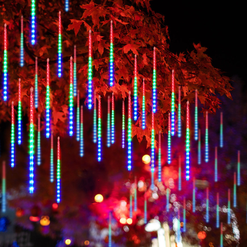 8 tubi pioggia di meteoriti luci a stringa a LED ghirlanda di nozze decorazioni per alberi natalizi per luci da giardino fatate per matrimoni all'aperto