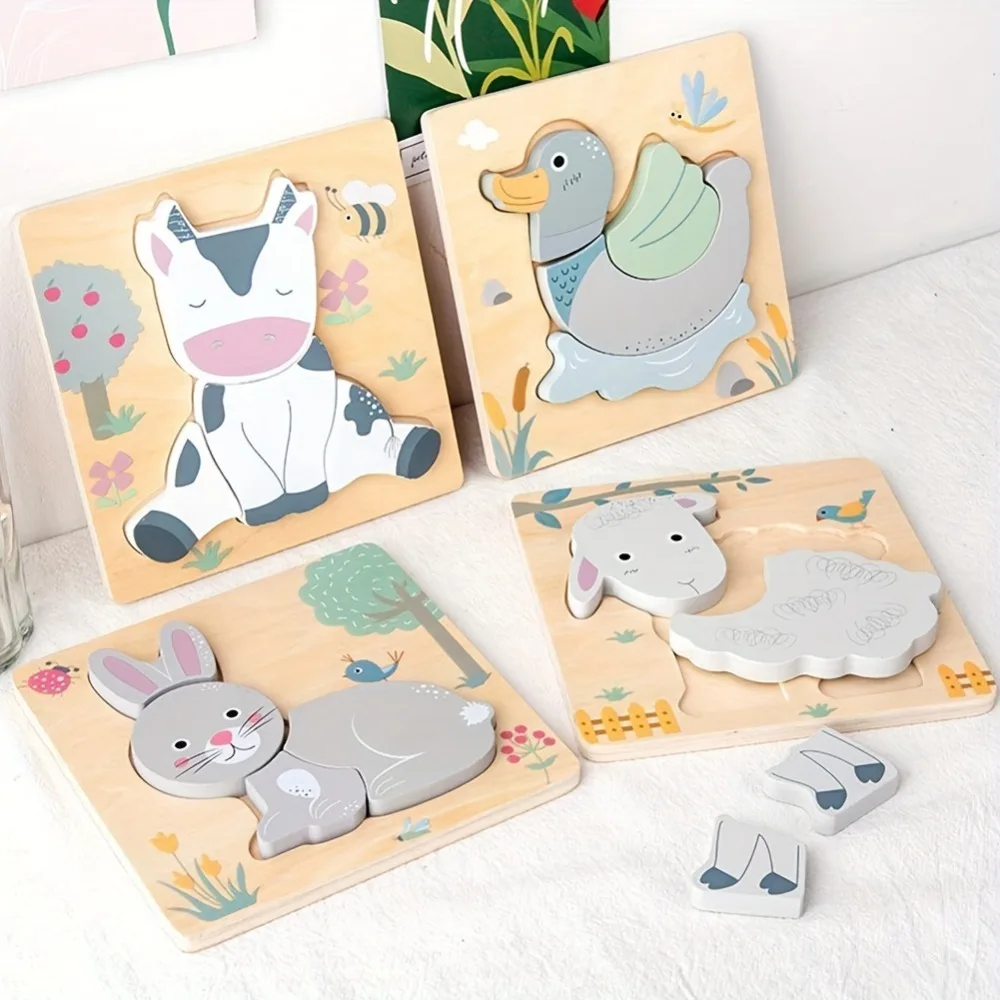 3D drewniane zwierzęta kreskówkowe puzzle poznawcze dla dzieci drewniane puzzle dla dzieci zabawki kolory kształty zabawki edukacyjne dla dzieci gra