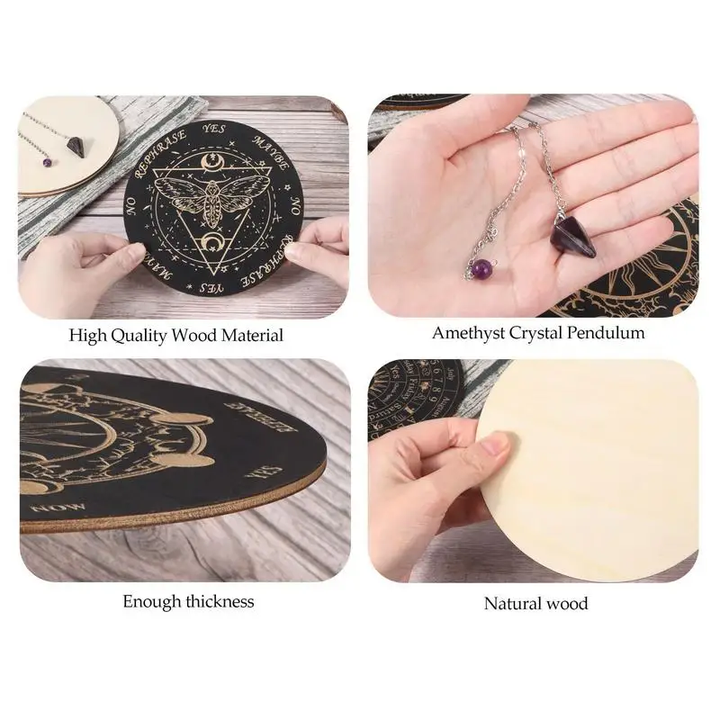 Star ลูกตุ้ม BOARD Dowsing Divination BOARD Magic สมาธิ Decision แผ่น Metaphysical ข้อความแม่มดแท่นบูชาอุปกรณ์