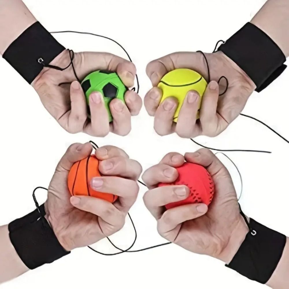 New Elastic Return Sponge Ball Nylon String Game Exercises Rubber Hand Ball Kids Toys Finger Band Ball Outdoor