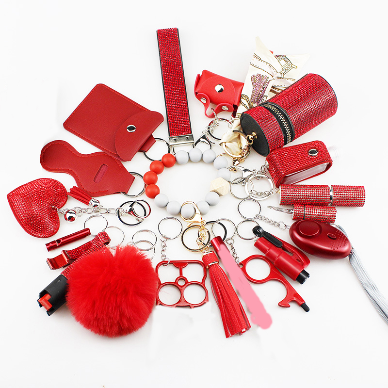 女性用アンチウルフプロテクションキーホルダーセット,ビーズブレスレット,フルセットキーリング,20個