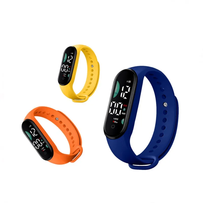 เด็ก Multi-Functional Unisex สร้อยข้อมือกีฬานาฬิกาข้อมือนาฬิกาอิเล็กทรอนิกส์ LED Touch Control กันน้ําผู้ชายผู้หญิงสัปดาห์