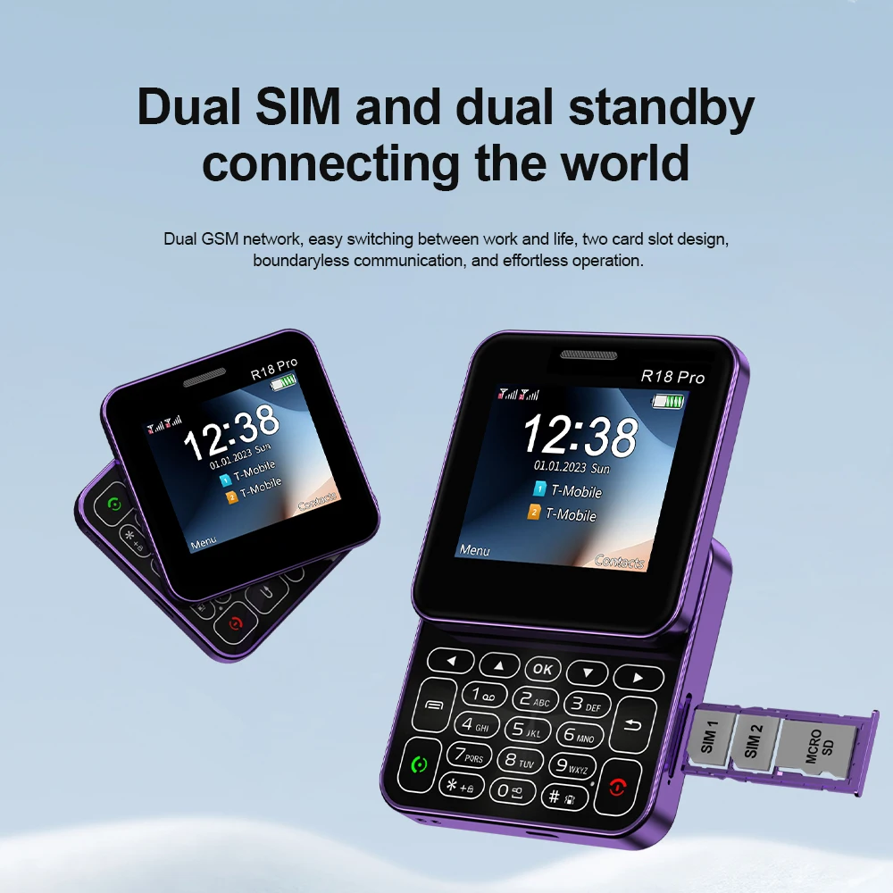 SERVO R18 PRO 2G หมุนหน้าจอโทรศัพท์มือถือไฟฉายคู่ Dual SIM Card วิทยุ FM Speed Dial Slider โทรศัพท์มือถือ 2.4" หน้าจอ