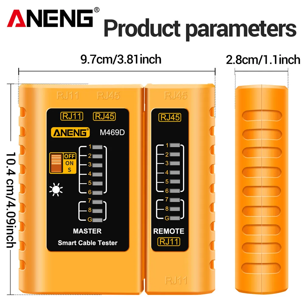 Professional เครื่องวิเคราะห์เครือข่ายเครื่องทดสอบ M469D สาย LAN RJ45 RJ11 RJ12 CAT5 UTP LAN เครื่องทดสอบสายเคเบิลเครือข่ายเครื่องมือเครือข่ายซ่อมเกินไป