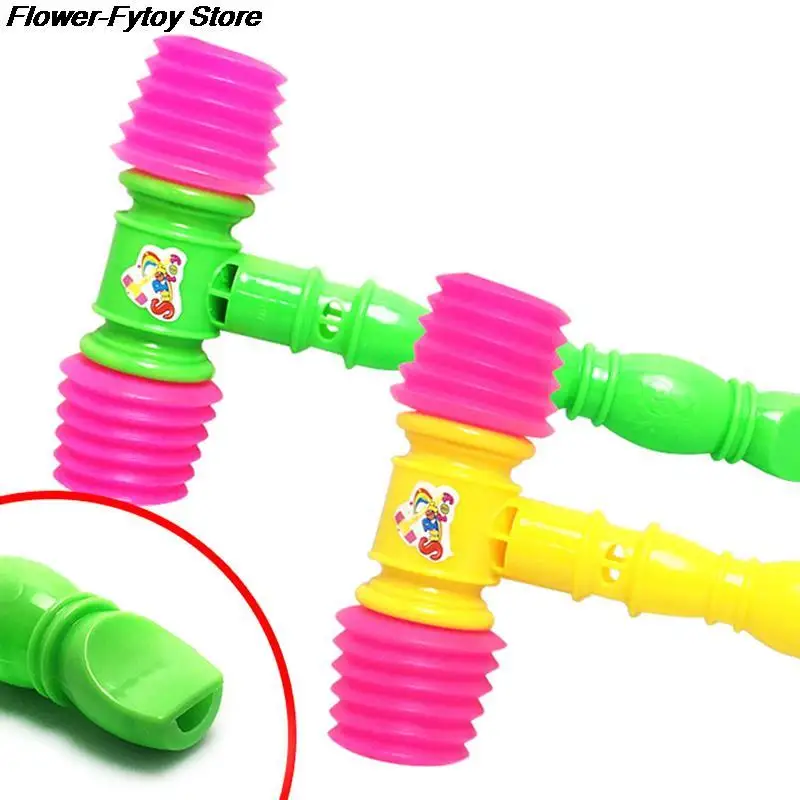 25CM Plastic Durable Handle Hammer Noise Maker Toy Child Built In Whistle Toddler Baby Kids Plastic Noisy Whistle Toy Fun