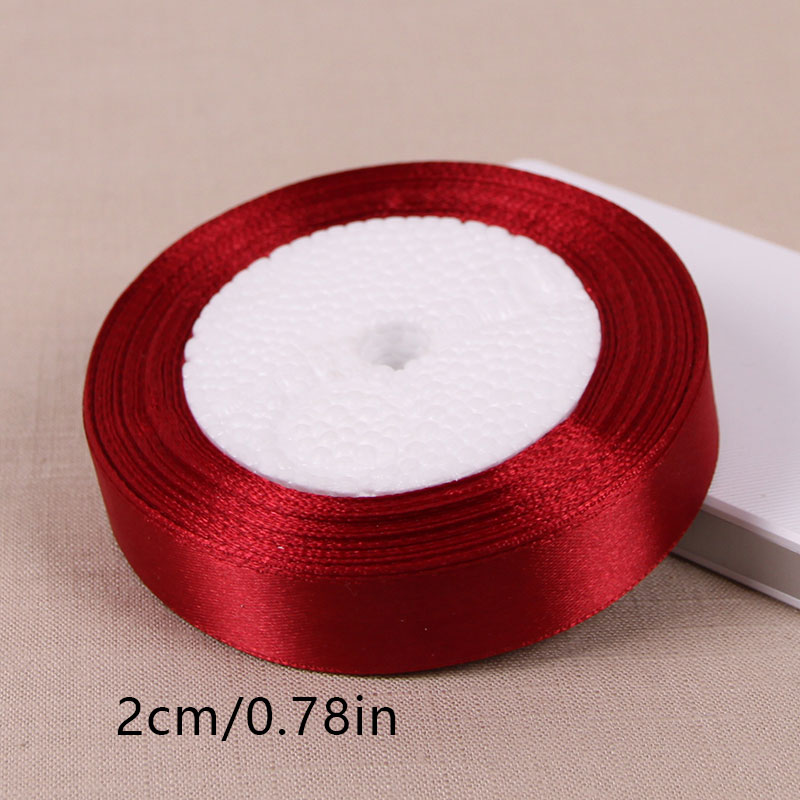 (25 ヤード/ロール) ワインレッド片面サテンリボン卸売ギフトラッピングクリスマス新年アパレル縫製生地ギフトリボン
