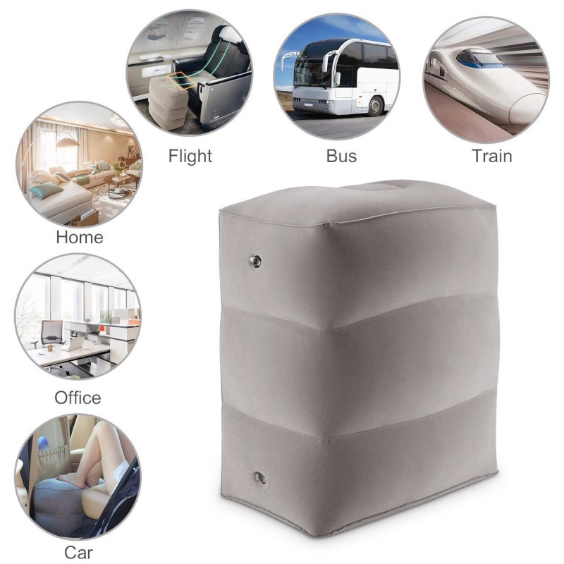 Portable inflatable travel footstool, three-layer height leg cushion and storage bag, outdoor comfort accessories