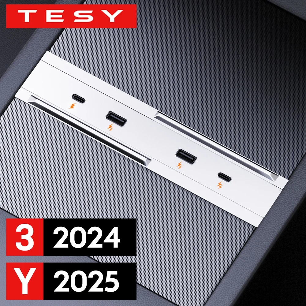 Para tesla novo modelo y 2025 lançamento junção controle central carregamento rápido TPYE-C hub usb modelo 3 highland 2024 65w doca de expansão