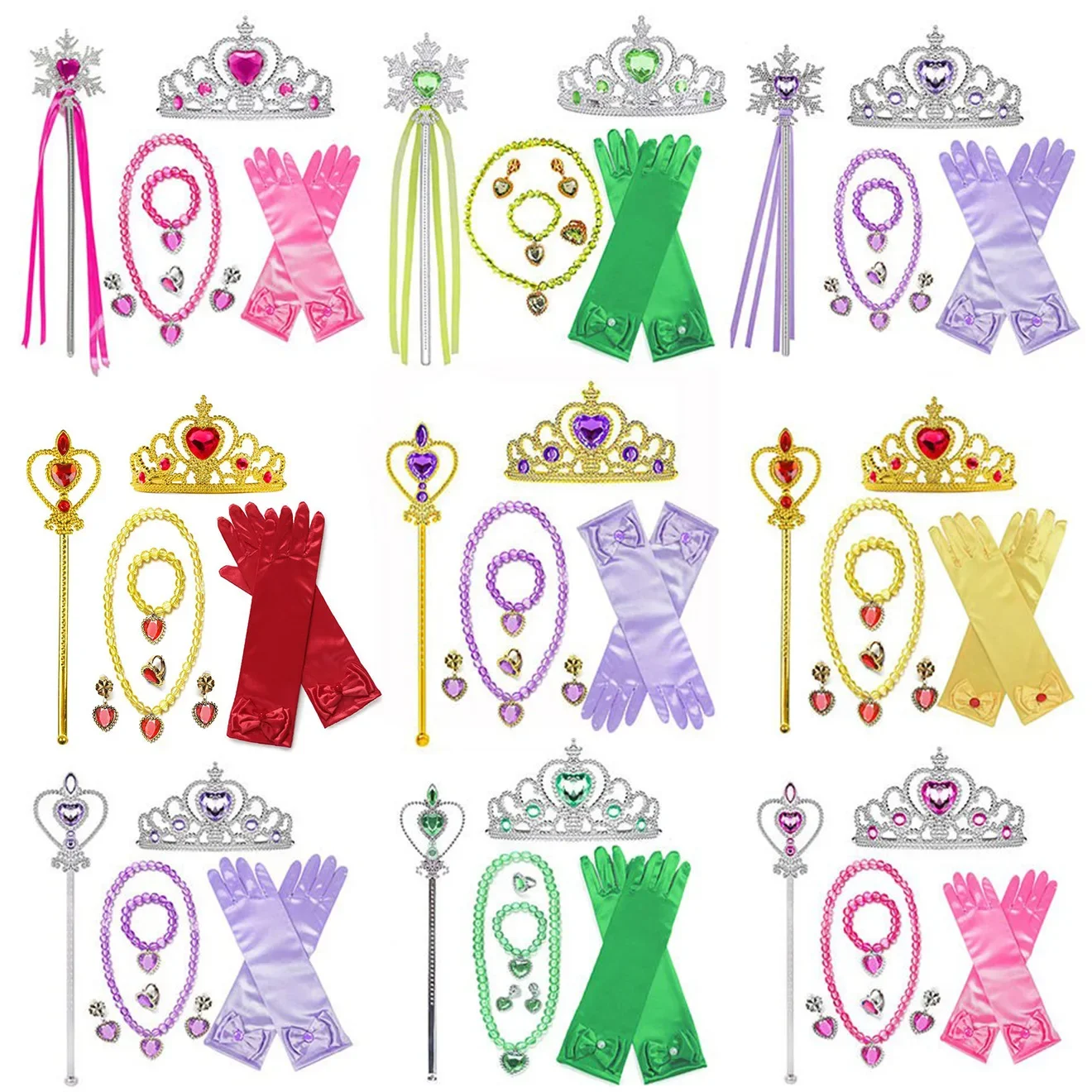 Princesse filles Anna Elsa accessoire Costume photographie accessoires gants diadème Angle fée baguette ensemble de bijoux déguisement jeu de rôle
