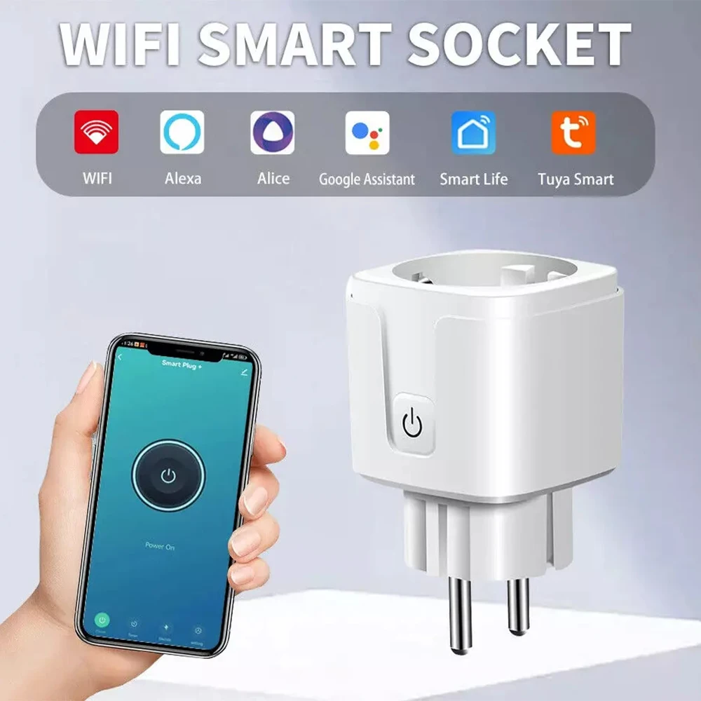 Enchufe inteligente WiFi UE Tuya 16A/20A con Monitor de potencia función de temporizador aplicación remota Control de voz funciona con Alexa Google Home