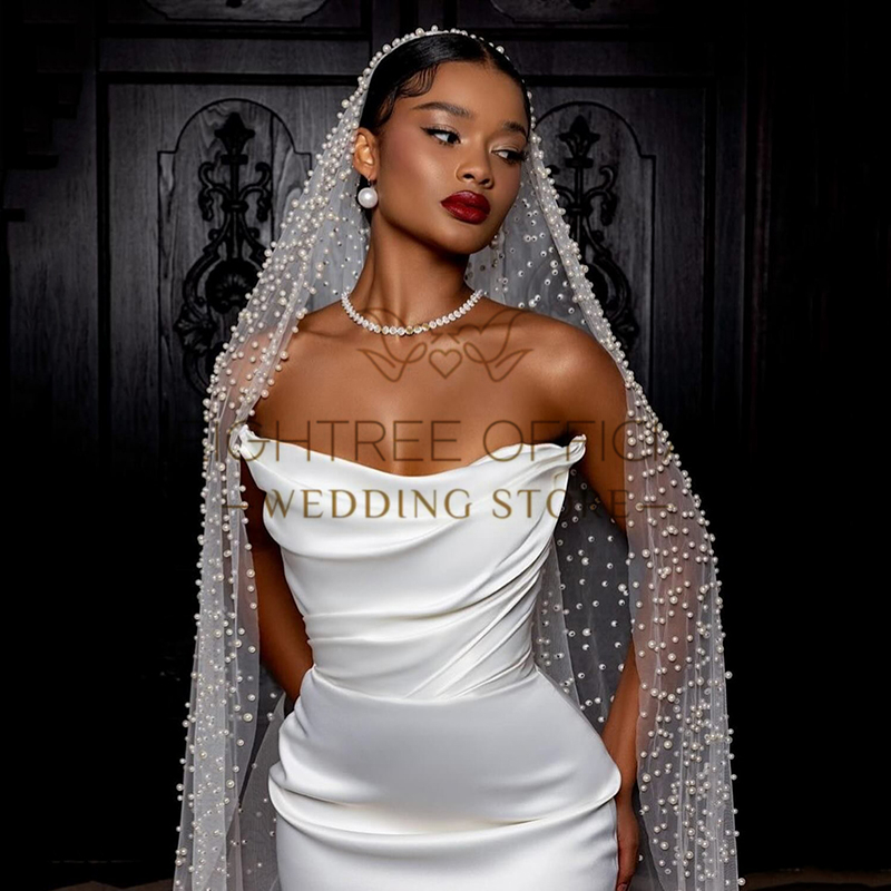 Achitree weiße Meerjungfrau Brautkleider träger lose boden lange Satin Brautkleider Boho Beach Braut Ballkleid angepasst