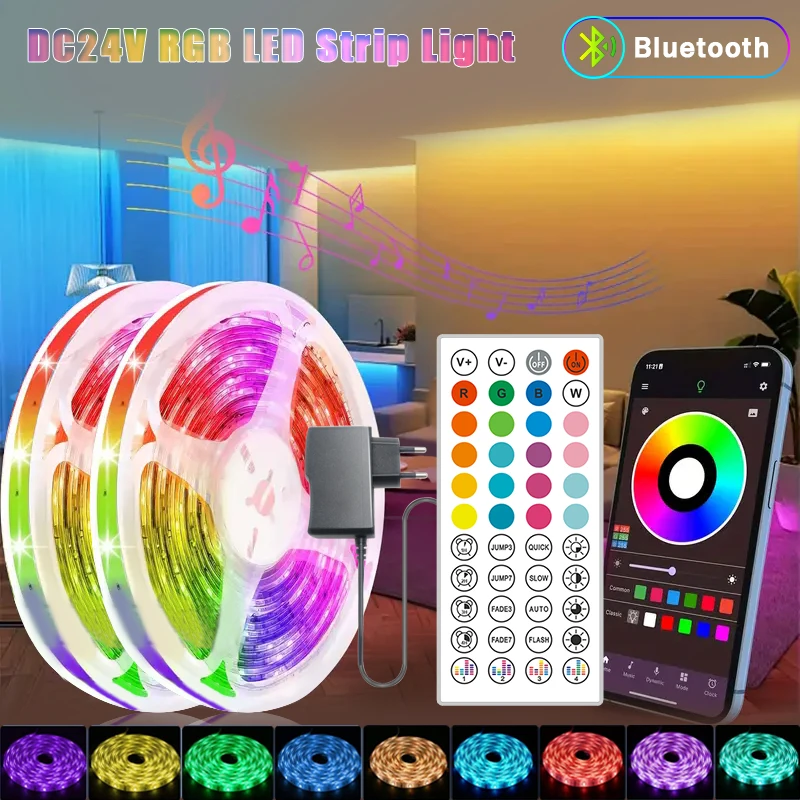 Luzes de tira led 10m 20m 30m sincronização música rgb led fita luzes para sala festa em casa decoração tv backlight fita felxible