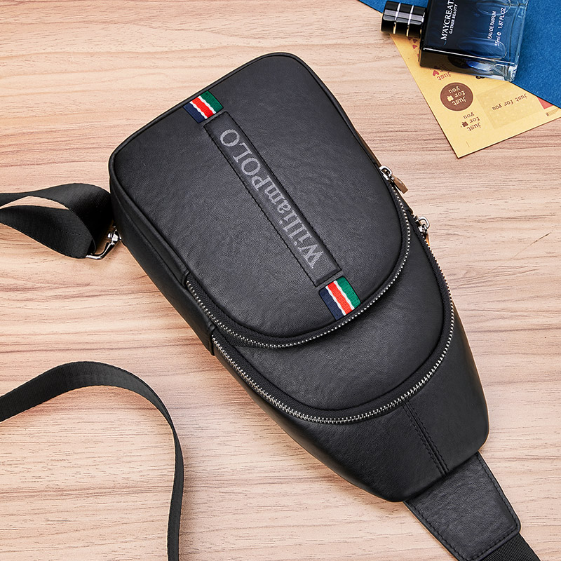 Herren-Brusttasche aus echtem Leder, trend iger und modischer Rucksack, multifunktion ale Freizeit-Umhängetasche