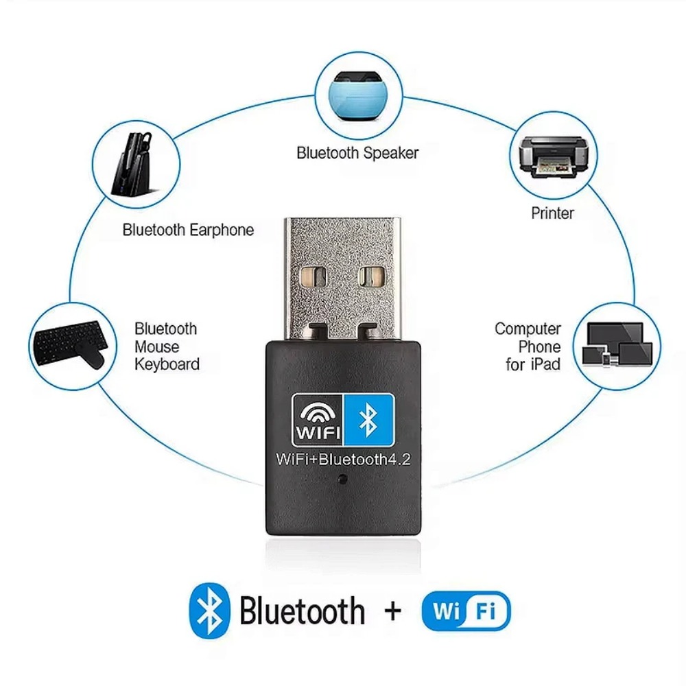 BGGQGG 150Mbps WiFi Bluetooth 4,2-adaptador inalámbrico compatible adaptador USB 2,4G V4.2 Dongle tarjeta de red para ordenador portátil PC de escritorio