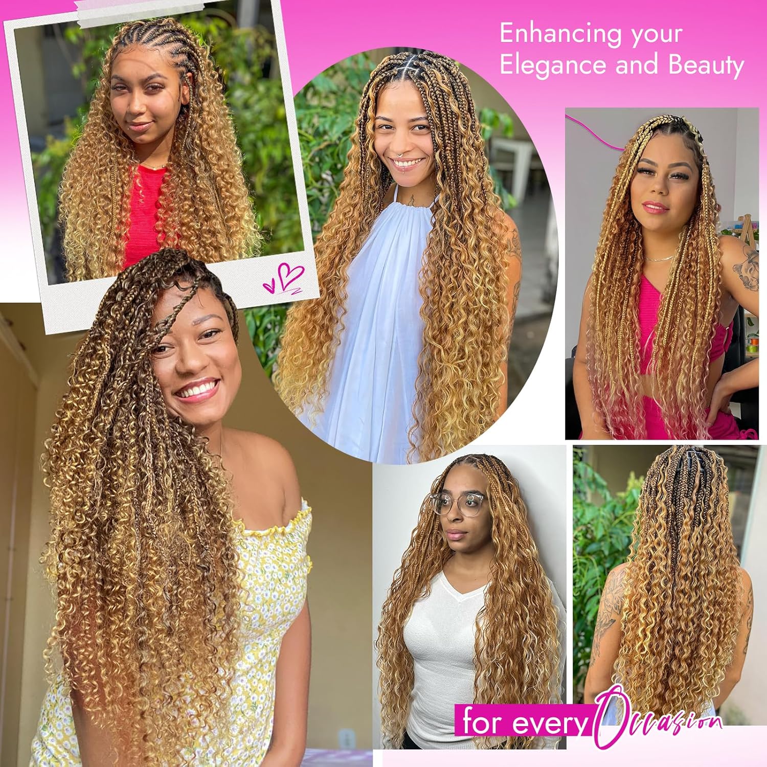 Cheveux tressés humains blonds pour tresses Boho met en évidence aucune trame Extensions de cheveux vierges brésiliens bouclés vague profonde en vrac pour tressage