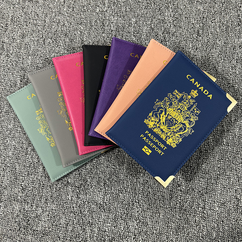 Canada-男性と女性のためのパスポートカバー,PUレザートラベルバッグ,カードケース,ホルダー,財布