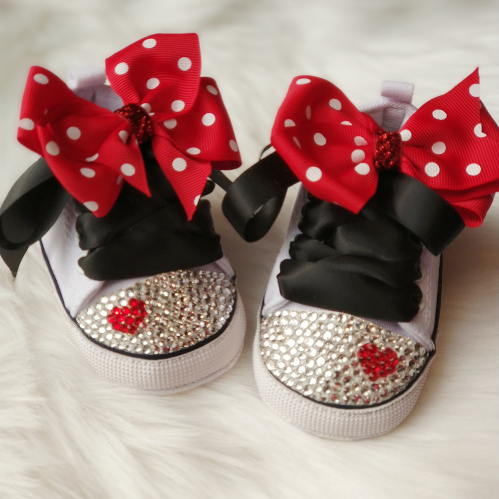 Dollbling Polka Dot Little Cutie Star รองเท้าผ้าใบ Sparkle รองเท้าผ้าใบเด็กที่สวยงาม Pram 0-1Y เจ้าหญิงสาวรองเท้าผ้าใบ Walkers