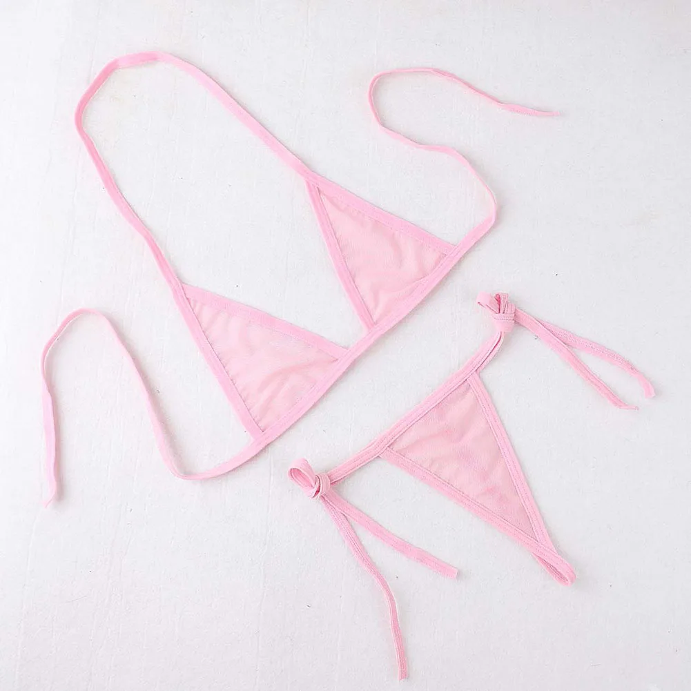 女性のセクシーなランジェリー速乾性ビキニ水着 2 ピースブラジャータイサイド Tバックビーチウェア通気性下着ローライズパンティー