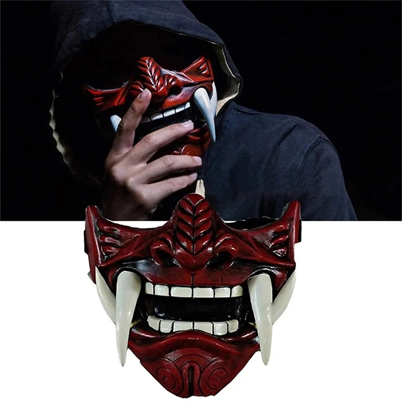 Japoński samuraj Oni maska demona Halloween Demon samuraj Cosplay Horror Prajna zabójca maski kostium imprezowy rekwizyty