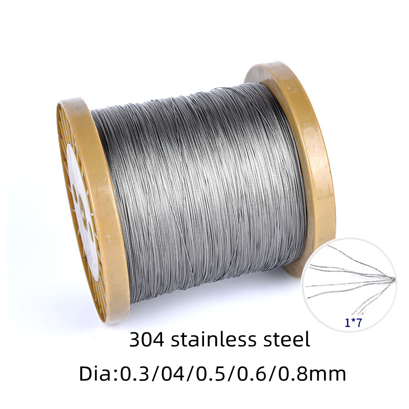 Cuerda de alambre de acero inoxidable de 100 metros, cuerda de alambre suave Micro extrafina 1x7, Cable de Metal, barandilla, sedal de pesca de 0,3/0,4/0,5/0,6/0,8mm