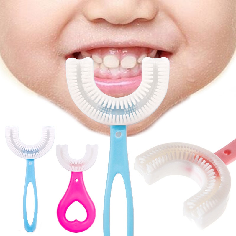 Escova de Dentes Infantil em Forma de U, Copo, Bebê, 2, 6, 12 Anos, Gel de Sílica Suave, Boca U, Conter Limpeza, Escova de Dentes de Treinamento